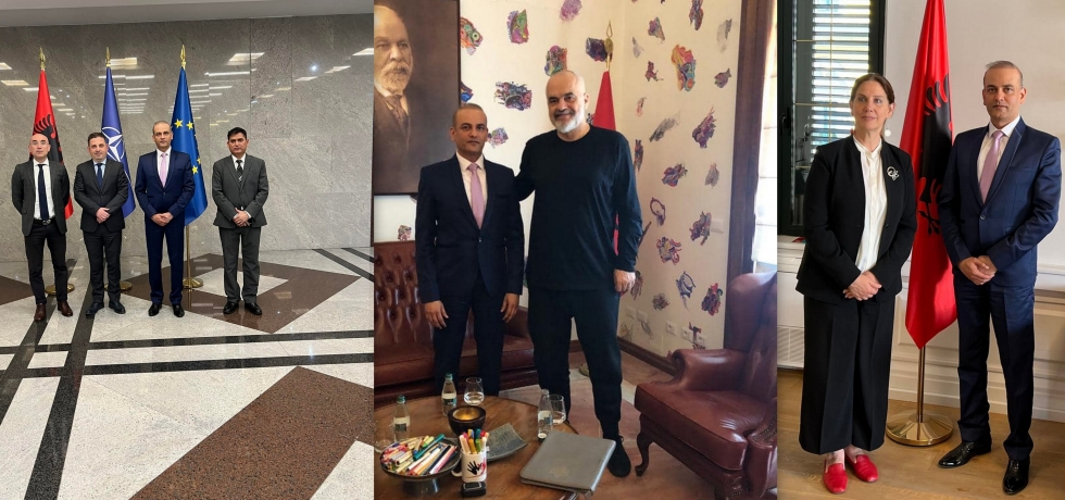 During his visit to Albania on 12-13 May, Ambassador Shrivastava called on Prime Minister of Albania, H.E Mr Edi Rama, and also met the Albanian Minister of Tourism and Environment and Secretary General of the Foreign Ministry. 