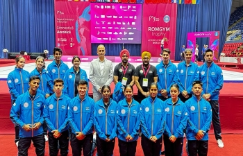 Ambassador met Indian Aerobic Gymnastics team and wished all the best for its participation in Aerobic Gymnastics FIG World Cup ROMGYM TROPHY. 
