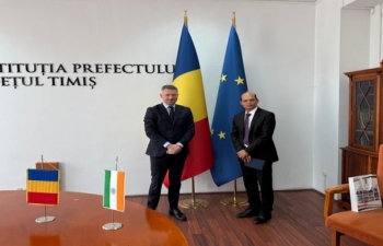 Ambassador Dr. Manoj Kumar Mohapatra met with H.E. Mr. Mihai Ritivoiu, Prefect of Timi&#537; County