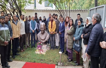 Embassy of India Marks Gandhi Jayanti with Bust Unveiling Ceremony