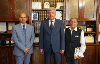 Ambassador Mohapatra Meets Rector of University of Craiova; Celebrates Recognition of Dr. Achyuta Samanta