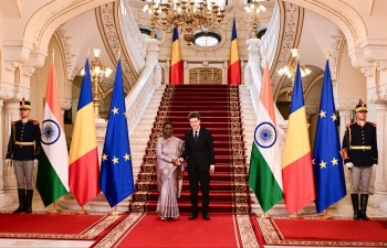 President Droupadi Murmu Received by President Nicușor Dan of Romania at Cotroceni Palace